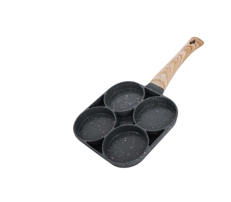 Fry Pan w/ Wooden Handle - 4 Section